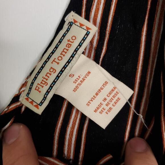 Flying Tomato Jumpsuit Womens Small Wide Leg Flare Hippie Striped 70s Boho - Picture 6 of 9